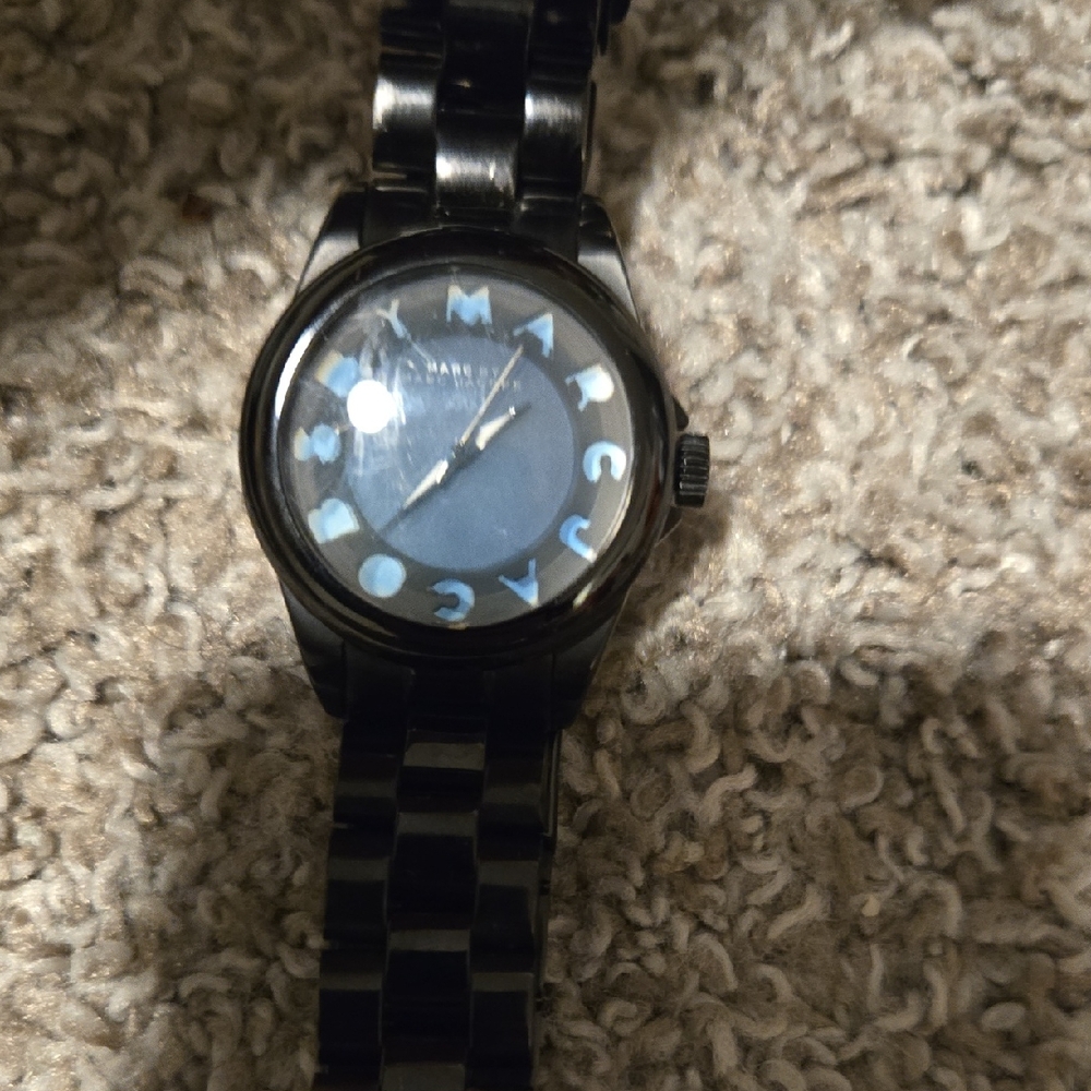 Marc Jacobs Black Watch with Blue Accents With Box